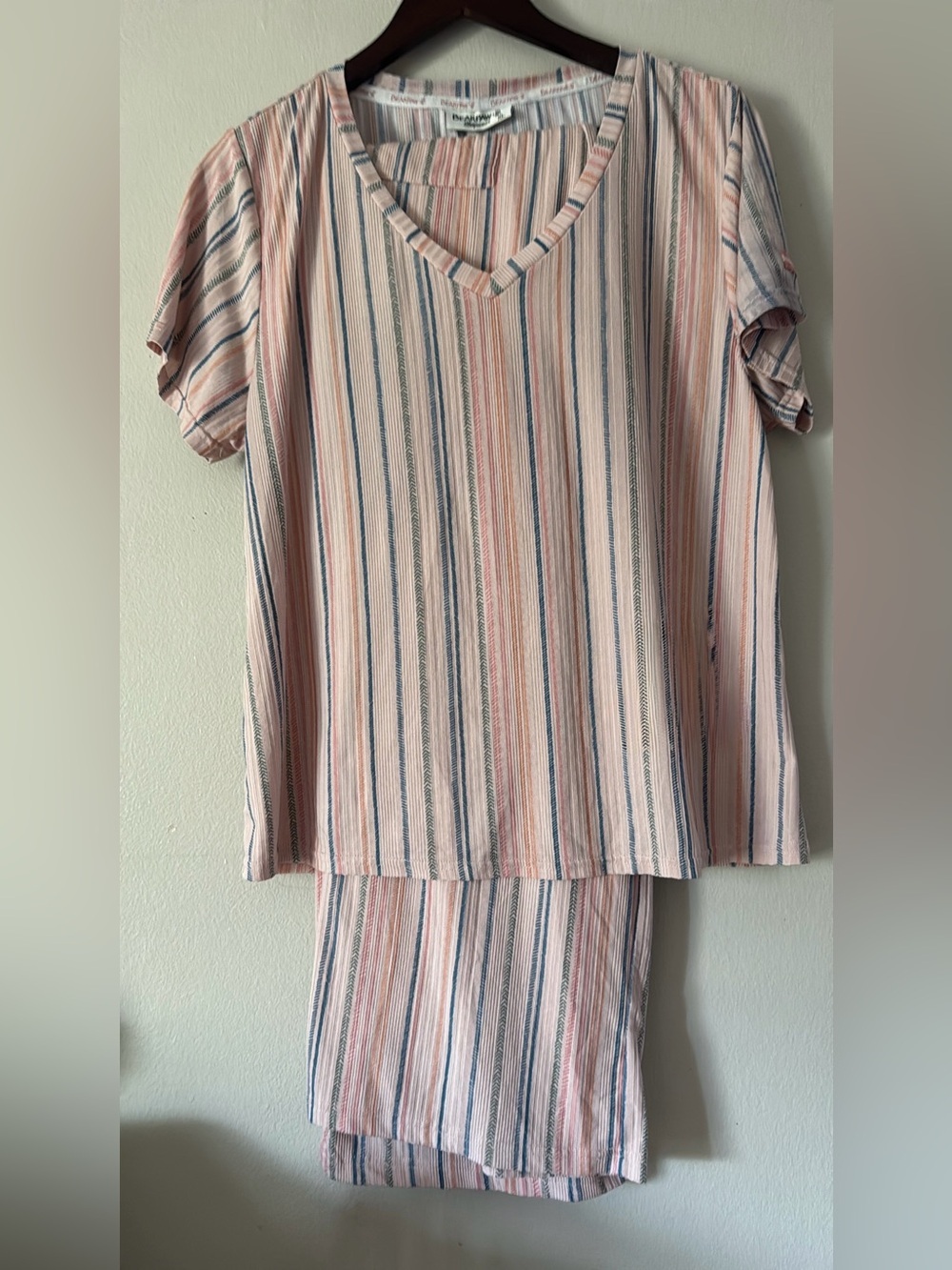 BearPaw Sleepwear Striped Lounge Set in Pink, Blue and Cream
